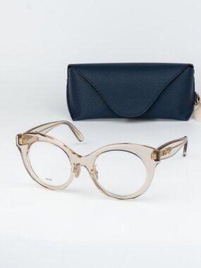 Loewe CURVY Women Eyeglasses Beige Round LW50074F 057 NEW AUTHENTIC